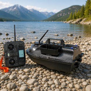 Радіокерований прикормочний кораблик V18 GPS 12000mAh для риболовлі із завезенням підгодовування чорний карбон(КР) 02k04p610 фото
