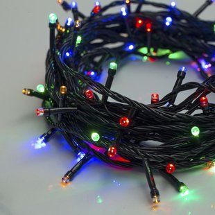 Новогодняя гирлянда-нить "Кристалл" 400 Led 15 м (черный провод, мульти) 12k01p123 фото