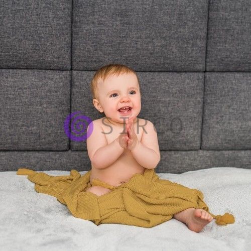 Трикотажна дитяча бамбукова ковдра з бахромою 75*100 см "BabyOno" Жовте (546/03) (SB) 03k17p277v1 фото