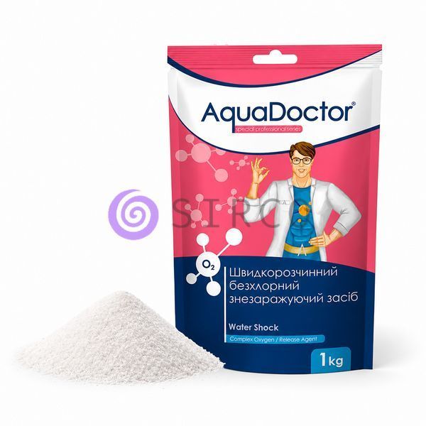 Активний кисень для басейну AquaDoctor WaterShock O2 1 кг для шокової та регулярної дезінфекції води(AT/O2 1kg) 02k12p177v1 фото