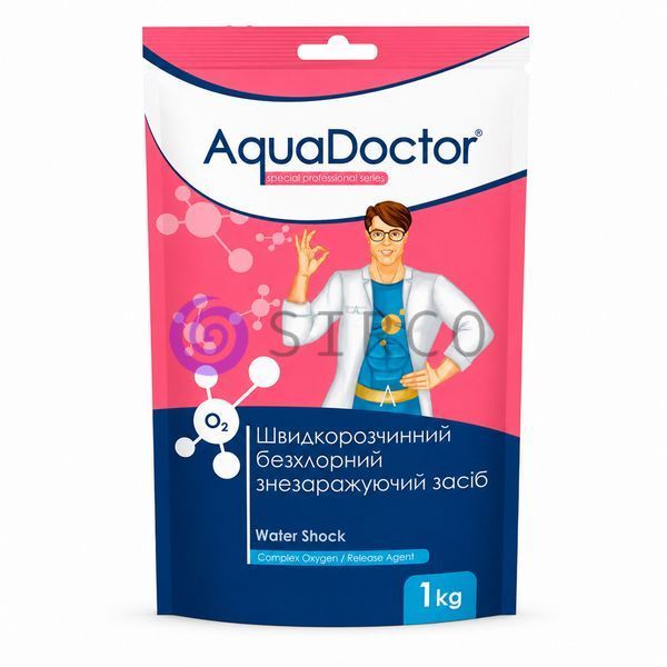 Активний кисень для басейну AquaDoctor WaterShock O2 1 кг для шокової та регулярної дезінфекції води(AT/O2 1kg) 02k12p177v1 фото