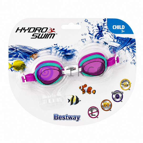 Дитячі окуляри для плавання, полікарбонатні лінзи UV Bestway Hydro-Swim 21002 розмір S 48&ndash;52 см Рожеві (AT) 02k10p509v3 фото