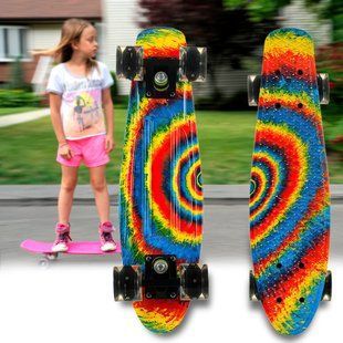Penny Board Райдуга скейт 25 см з колесами, що світяться, до 80 кг двостороннє забарвлення 13k03p007v9 фото