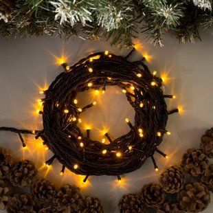 Новогодняя гирлянда-нить "Кристалл" 400 Led 15 м (черный провод, желтый) 12k01p123v1 фото