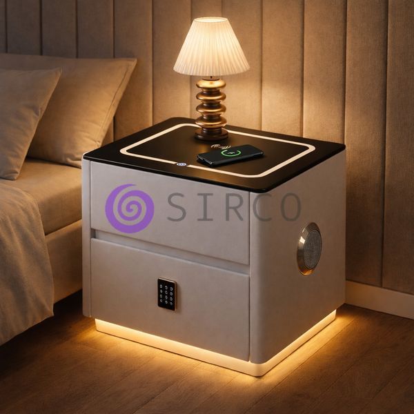 Смарт тумба QYJXF02 экокожа с LED подсветкой, Bluetooth колонка, USB, беспроводная зарядка, Белый (Х59/17586) 01k04p300v1 фото