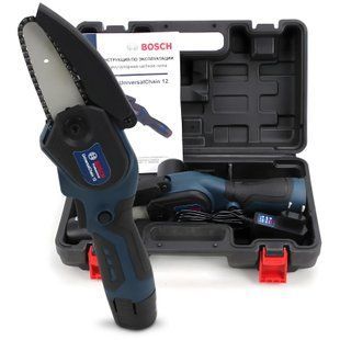 Портативний акумуляторний гілкоріз для обробки деревини Bosch UniversalChain 12 (12V, 3AH) 09k08p044 фото