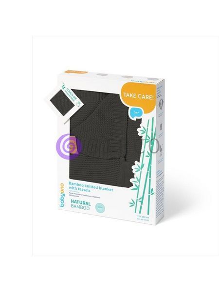 Трикотажне дитяче бамбукова ковдра з бахромою 75*100 см "BabyOno" Чорне (546/01) (SB) 03k17p277v4 фото
