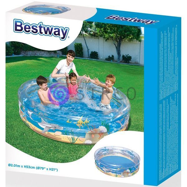 Надувний басейн BestWay 51045 Дитячий Водний світ, білий з блакитним (М +) 02k12p023 фото