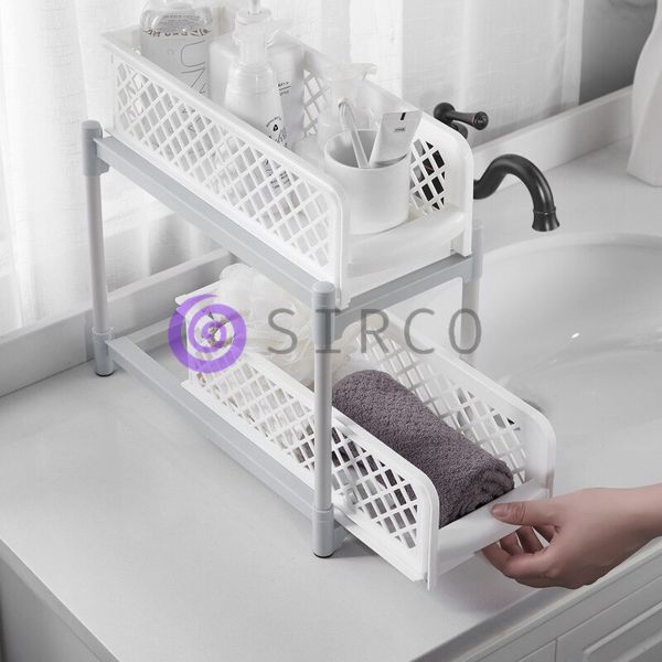 Органайзер бытовой с двумя выдвижными полками Portable 2 Tier Basket Drawers (509) 10k10p055 фото