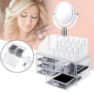 Акриловий органайзер для косметики Cosmetic Storage Box з Дзеркалом 07k04p052 фото