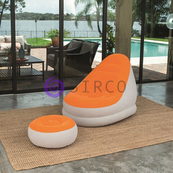 Надувне крісло з підставкою під ноги-пуф Bestway Comfort Cruiser Lounger Сіро-помаранчевий 01k04p191v1 фото