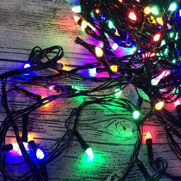 Новогодняя гирлянда-нить "Конус" 200 Led 12 м (черный провод, мульти) 12k01p125 фото