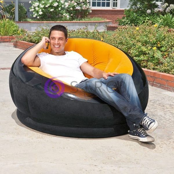 Надувное велюровое кресло для дома дачи и отдыха INTEX Empire 68582 112х109х69 см до 100 кг, Оранжевый (AT) 02k12p249v2 фото