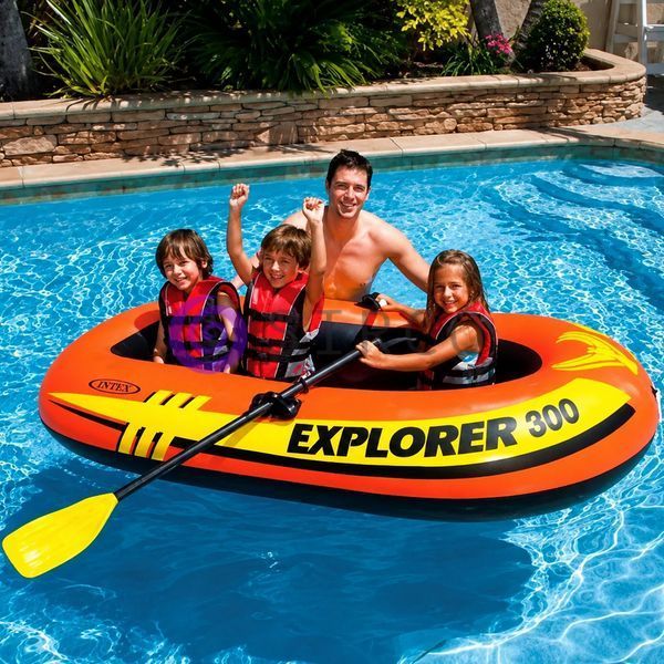 Човен надувний 2-місний  з ручним насосом і веслами 211х117 см Intex Explorer 300 Set 58332 (АТ) 02k04p591 фото