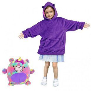 Детская толстовка-халат плед трансформер с капюшоном и рукавами huggle pets hoodie, Единорог (205) 03k01p012v6 фото