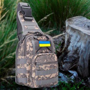 Тактична сумка через плече, барсетка 6 л камуфляж сiрий з прапором України 08k01p014v2 фото