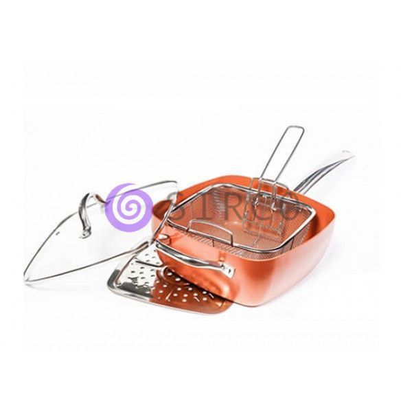 Сковорідка з фритюрницею MIGAS COPPER PAN квадратна з мідним покриттям 24 см 10k09p222 фото