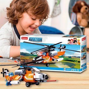 Конструктор детский с фигуркой "Вертолет" SLUBAN M38-B0667D/IGR24 03k03p081 фото