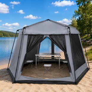 Палатка-шатер LANYU LY-1629 для кемпінгу та дачі 430&times;430&times;230 см Oxford 190T PU з москітною сіткою, Сірий (5650) 02k08p033v2 фото