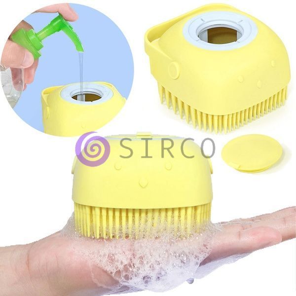 Силиконовая щетка для животных с резервуаром для шампуня&zwnj; silicone massage bath brush, Желтый 01k01p043v4 фото
