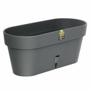 Овальний горщик для квітів з автополиванням &laquo;LATINA WINDOW BOX&raquo; 17*39,5см, 6,7л Антрацит (DRKJ) 09k07p068v2 фото