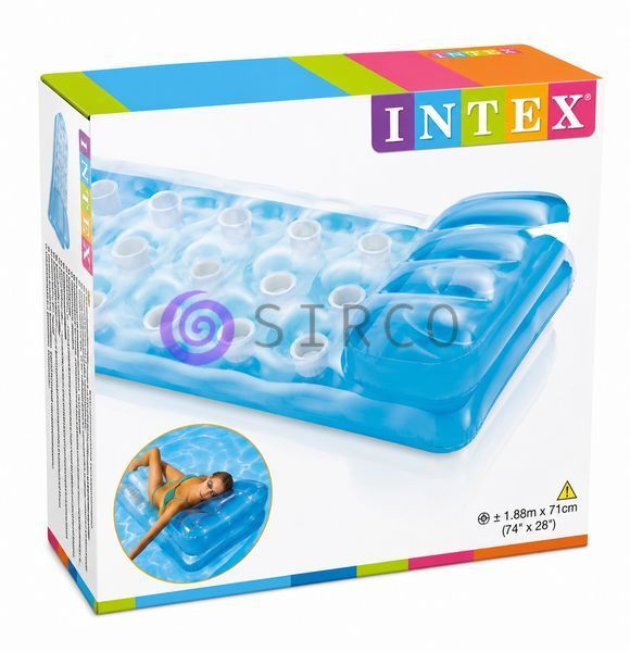 Надувний матрац прозорий пляжний з підголівником 2 камери INTEX 58890 188х71 см, Блакитний (AT) 02k10p458v1 фото