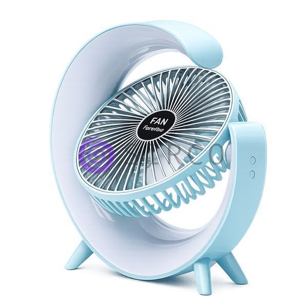 Настольный аккумуляторный вентилятор с RGB подсветкой A3 поворотный 180&deg;, USB, 3 скорости, Голубой (AX) 01k07p191v3 фото