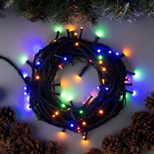 Новогодняя гирлянда-нить "Конус" 100 Led 7 м (черный провод, мульти) 12k01p135 фото