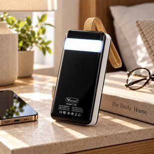 Мобільна батарея Viaking T159 30000 мАг, 4 USB виходи, LED лампа, Type-C та Lightning, Чорний (AMN) 11k12p280v1 фото