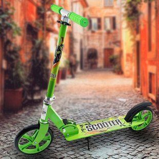 Детский городской складной самокат с регулируемым рулем и подставкой Scooter Sport Зеленый (ARSH) 13k01p016v1 фото