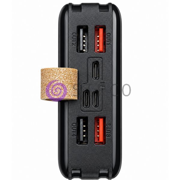 Мобільна батарея Viaking T159 30000 мАг, 4 USB виходи, LED лампа, Type-C та Lightning, Чорний (AMN) 11k12p280v1 фото