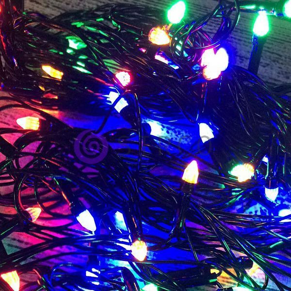 Новорічна гірлянда-нить "Конус" 100 Led 7 м (чорний дріт, мульти) 12k01p135 фото