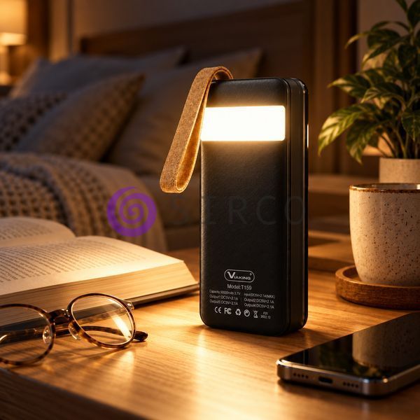 Мобільна батарея Viaking T159 30000 мАг, 4 USB виходи, LED лампа, Type-C та Lightning, Чорний (AMN) 11k12p280v1 фото