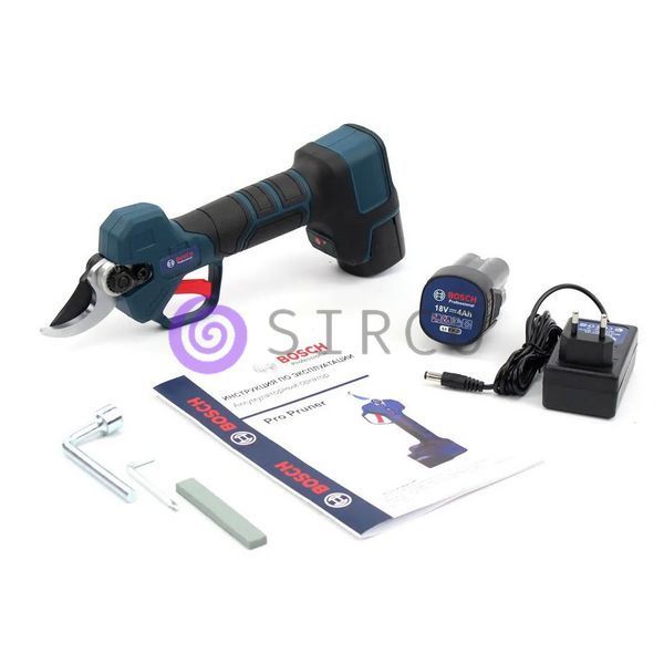 Мощный аккумуляторный секатор Bosch ProPruner (2 АКБ, 18V, 4Ah) тихая работа, в кейсе 09k08p008 фото
