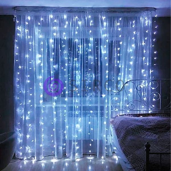 Новогодняя уличная гирлянда Xmas Водопад прозрачный провод 480 Led диодов крупные диоды 3*2м Синий 12k01p024v2 фото