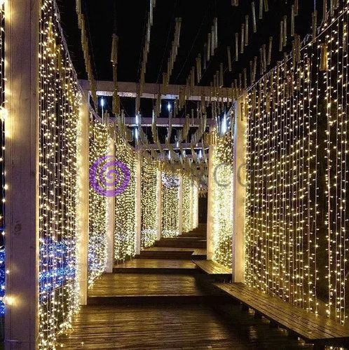 Новогодняя уличная гирлянда Xmas Водопад прозрачный провод 480 Led диодов крупные диоды 3*2м Теплый белый 12k01p024v3 фото