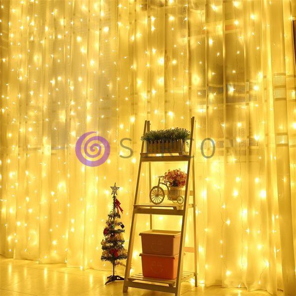 Новогодняя уличная гирлянда Xmas Водопад прозрачный провод 480 Led диодов крупные диоды 3*2м Теплый белый 12k01p024v3 фото