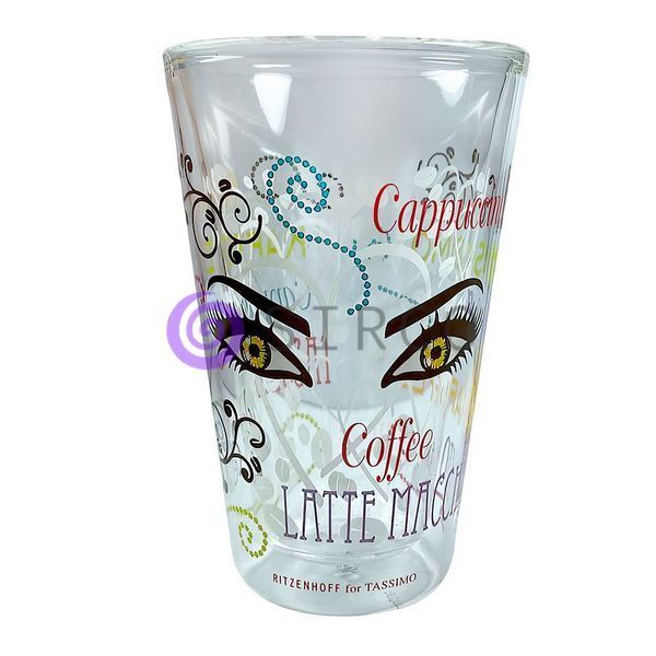Стеклянные стаканы с двойными стенками и наклейкой 4 шт 300 мл Glass Ware (Coffee Cappuccino) 10k09p679v1 фото