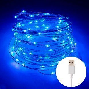 Новогодняя гирлянда Xmas "Роса" на батарейках + USB подключение 5 м Синее свечение 12k01p151 фото