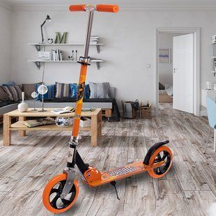 Детский городской складной самокат с регулируемым рулем и подставкой Scooter Sport Оранжевый (ARSH) 13k01p016v3 фото