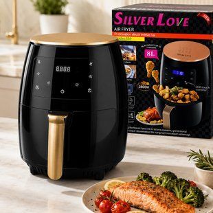 Аерофритюрниця Silver Love 389 8 л 2400 Вт без олії з сенсорною панеллю та цифровим дисплеєм 10k01p792 фото