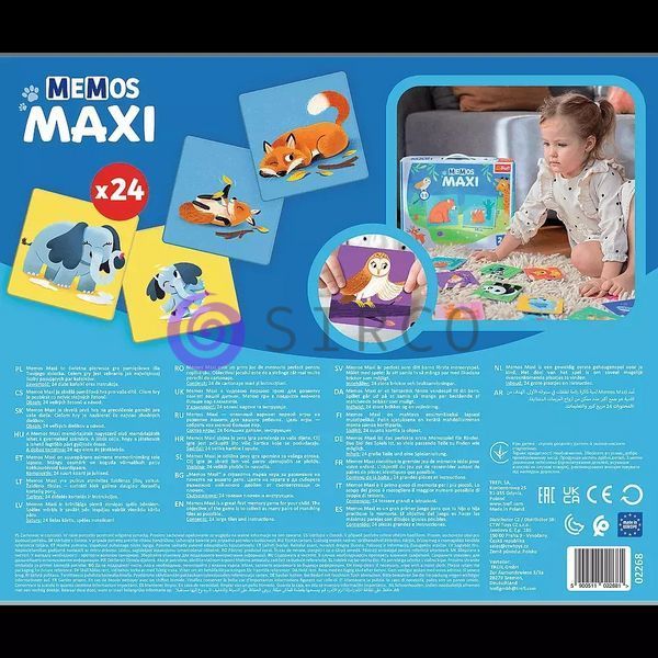 Детская настольная развивающая игра Мемос Trefl " MAXI Родители и дети животных" (02268) (SB) 03k19p021 фото