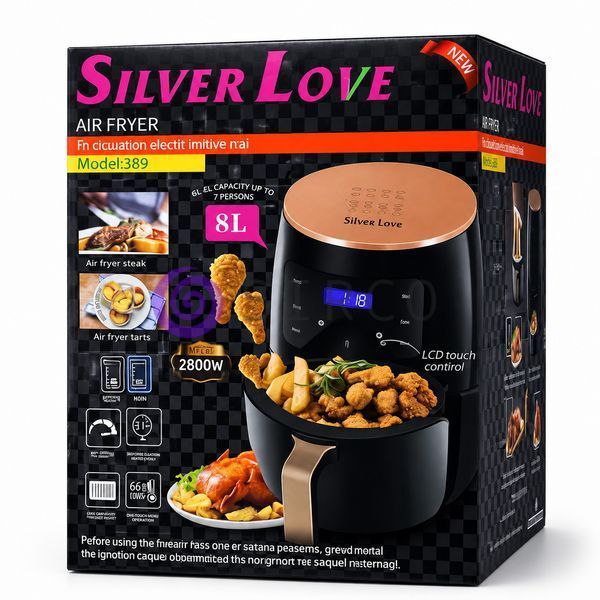 Аерофритюрниця Silver Love 389 8 л 2400 Вт без олії з сенсорною панеллю та цифровим дисплеєм 10k01p792 фото