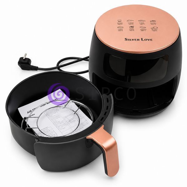 Аерофритюрниця Silver Love 389 8 л 2400 Вт без олії з сенсорною панеллю та цифровим дисплеєм 10k01p792 фото