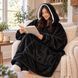Халат-плед толстовка HUGGLE HOODIE черный 80х100 см теплый флисовый с капюшоном унисекс (4409/HU-25) 01k06p001v5 фото 6