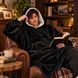 Халат-плед толстовка HUGGLE HOODIE черный 80х100 см теплый флисовый с капюшоном унисекс (4409/HU-25) 01k06p001v5 фото 4