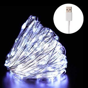 Новорічна гірлянда Xmas "Роса" на батарейках + USB підключення 5 м Біле світіння 12k01p146v1 фото