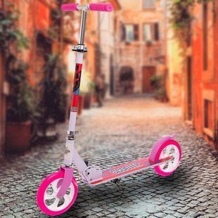 Детский городской складной самокат с регулируемым рулем и подставкой Scooter Sport Розовый (ARSH) 13k01p016 фото