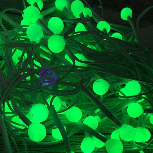 Светодиодная гирлянда &laquo;НИТЬ ШАРИКИ&raquo; 100 led - 4 м (белый кабель, салатовый) 12k01p032 фото