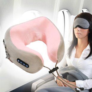 Масажна подушка з вібрацією та функцією пам'яті з 3 функціями U-Shaped Massage Pillow Рожева 06k03p024v1 фото